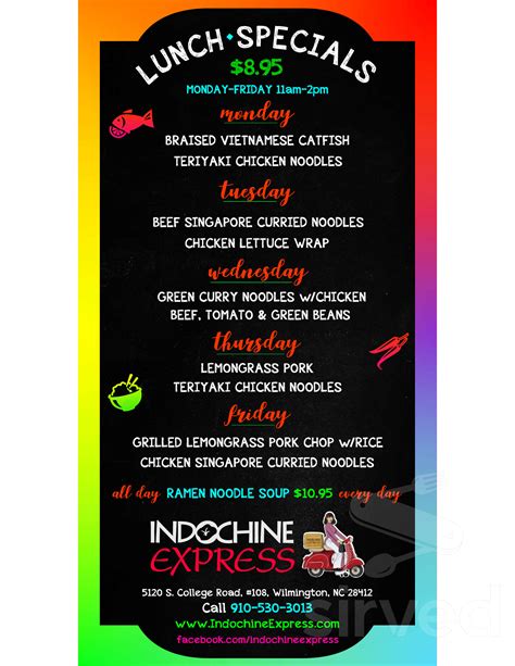 indochine express lunch menu